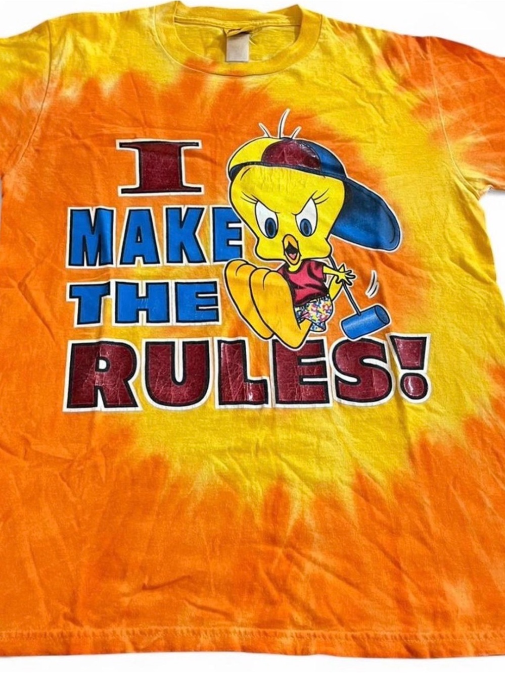 Vintage 1990s Looney Tunes I Make The Rules! Tweety Bird Graphic T Shirt M